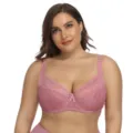 Plus size full coverage lace bra with underwire for women comfortable supportive pink lingerie - 36/80E / Tops / Dusty Pink