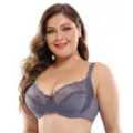 Plus size lace bra with underwire, full cup design offering comfortable support and elegant look. - 38/85D / Purple