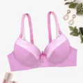 Comfortable plus size pink smooth push up bra with thin cups and adjustable straps for women. - 38/85B / Tops / Pink