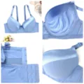 Light blue push-up bra for women, smooth satin finish, wing-molded cups, back hook closure. - 38/85 / Tops / B/C Cup / Blue