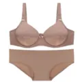 Plus size seamless bra and panties set, ultra-thin sexy lingerie, comfortable breathable. - Bra 36/80C Panty L / Top And Bottom / Khaki