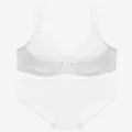 Detailed view of smooth plus size bra and panty set, ultra thin sexy breathable underwear. - Bra 36/80C Panty L / Top And Bottom / White