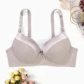 Comfortable push-up smooth bra for women, seamless padded design with adjustable straps. - Khaki