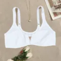 Detalle de sujetador blanco de talla grande sin aros con cierre delantero, copa cómoda y tirantes. - 0XL / Tops / Blanco