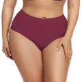 Plus size women high waist seamless briefs solid color underwear comfortable underwear fit - Burgundy