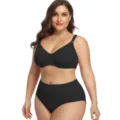 Plus Size Black Lingerie Set Seamless Bra and High Waist Panties Comfortable Underwear - Bra 42/95C Panty 2XL / Set / Black