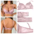 Women's pink lace push-up bra with comfortable support, floral lace detailing and adjustable straps. - 38/85 / Tops / B/C Cup / Pink