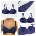Women solid color push up bra comfortable daily underwear with adjustable straps for ladies. - 36/80 / Tops / C/D Cup / Blue
