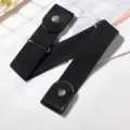 Cinturón elástico sin hebilla para mujer, cinturón ajustable invisible para vaqueros. - Negro