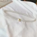 Elegant pearl waist chain for women with sparkling rhinestone buckle and elastic design. - Silver Semicircle Buckle