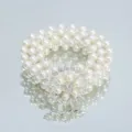 Elegant multi-strand faux pearl waist chain with rhinestone buckle for women dress. - Sunflower Silver