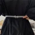 Pearl Waist Chain Elastic Bowknot Beaded Belt Women Dress Accessory Slimming Style - Hollow Butterfly