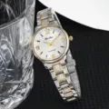 Montre quartz femme DINUO élégante bracelet bicolore en acier inoxydable étanche. - Bicolore Cadran Blanc Femme