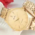 DINUO Montre Quartz Acier Inoxydable Or étanche Minimaliste Couple Montre Bracelet Unisex - Tout Or Cadran Or Hommes