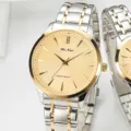 DINUO Men Women Stainless Steel Quartz Watch Two Tone Gold Waterproof Wristwatch SKU - Two-Tone Gold Gold Dial Men