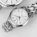 Minimalist stainless steel quartz watch with white dial, waterproof couple wristwatch. - Silver Case White Dial Women