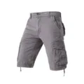 Men's casual grey multi-pocket cargo shorts knee-length outdoor apparel summer wear - 30 / Bottoms / Iron Gray