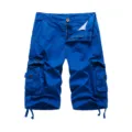 Pantaloncini Cargo Uomo Blu con Tasche Multiple Casual Estate Bermuda 5 Pollici - Blu Reale