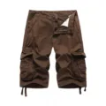 Men's brown cargo shorts featuring multiple utility pockets and durable cotton fabric for casual wear. - 30 / Coffee