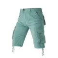Men's casual green multi-pocket cargo shorts, comfortable outdoor capri trousers for daily wear style. - 38 / Royal Blue