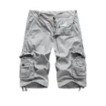 Pantaloncini Cargo Uomo Casual Tasche Multiple Grigio Estate Bermuda Comodi - Grigio biancastro