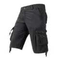Men casual multi-pocket cargo shorts black summer 5-point tactical streetwear detail - 30 / Dark Gray