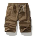 Men casual cargo shorts detail, featuring multi utility pockets and drawstring waist. - 30 / Earthy Yellow