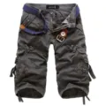 Herren Casual Cargoshorts mit mehreren Taschen und Gürtel, dunkelgrau, Sommer. - Dunkelgrau