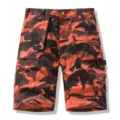 Men's red camouflage cargo shorts with multi pockets casual outdoor five-point trousers. - 30 / Red