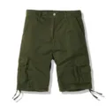 Men's military green cargo shorts with multi pockets and drawstring hem casual summer wear. - 30 / Army Green