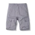 Men's casual gray cargo shorts, multi-pocket solid color 5-point streetwear trousers. - 30 / Gray