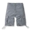 Men grey cargo shorts multi pocket casual outdoor streetwear 5-inch trousers summer apparel - 30 / Gray