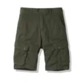 Men's army green cargo shorts, casual loose fit multi-pocket knee length summer trousers - 30 / Army Green