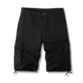 Men's black casual cargo shorts, multi-pocket outdoor five-point pants for summer daily wear. - 30 / Black
