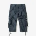 Men's loose fit multi-pocket cargo capri pants casual tactical 3/4 shorts outdoor wear - 29 / Navy