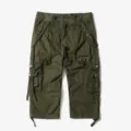 Men's army green multi-pocket cargo shorts casual loose 3/4 length pants detail view - 29 / Army Green