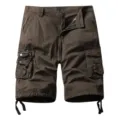 Men's summer cargo shorts loose multi-pocket casual tactical pants breathable comfortable - Coffee