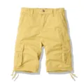 Men's casual cargo shorts with multiple utility pockets and adjustable drawstring hems. - 30 / Khaki