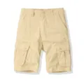 Men's khaki casual loose cargo shorts, multi-pocket solid color tactical five-point pants. - 30 / Khaki