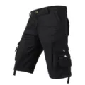 Men's loose casual cargo shorts summer multi-pocket knee length short trousers black new - 30 / Black