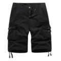 Men's black cargo shorts loose fit multi-pocket casual summer streetwear breathable - 30 / Black