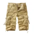 Men's khaki cargo shorts featuring multiple utility pockets, durable fabric, and adjustable drawstrings. - 29 / Khaki