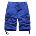 Men's blue casual cargo shorts with multiple pockets and comfortable fit for summer. - 30 / Blue