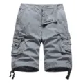 Men's Casual Summer Grey Cargo Shorts Multi-Pocket Loose Fit Breathable Short Pants - Light Gray
