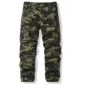 Men's camouflage cargo pants with multiple pockets, casual military style tactical trousers. - Army Camo
