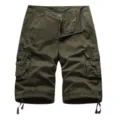Men's summer cargo shorts loose multi-pocket casual tactical knee-length trousers green - Army Green