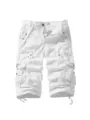 Men's white multi-pocket cargo shorts casual straight-fit summer capris pants with drawstrings - White