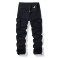Men's black multi-pocket cargo pants tactical casual trousers outdoor streetwear fashion style - 30 / Black