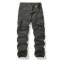 Men's dark grey tactical cargo pants with multi-pockets and washed cotton casual design. - 30 / Gray