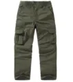 Men's army green cargo trousers, casual straight fit multi-pocket work pants for daily wear. - 29 / Army Green